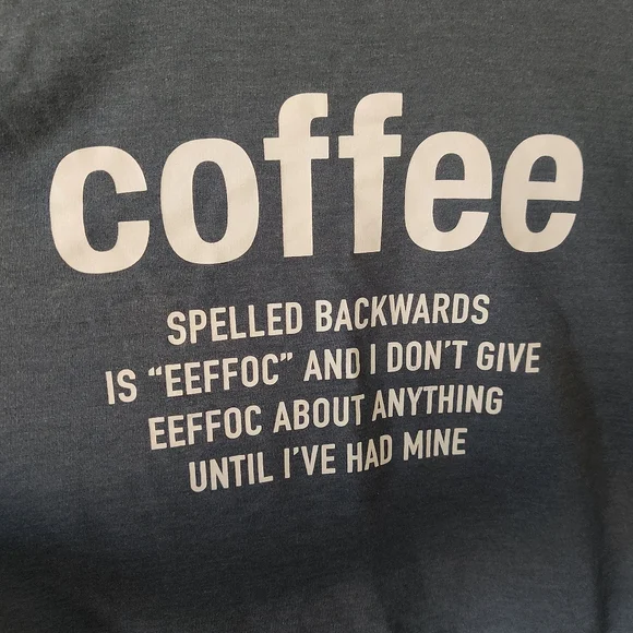 Coffee Spelled Backwards Funny Long Sleeve Shirt - Picture 2 of 4